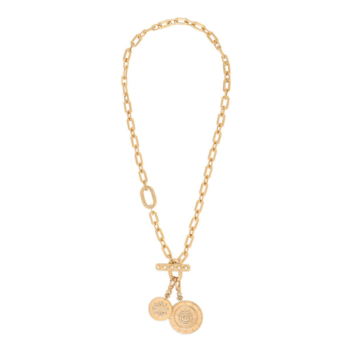 Collier chaîne glamour médailles amovibles cristaux Prestige - doré Dore