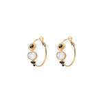 Boucles d'oreilles créoles nacre onyx - blanc Blanc