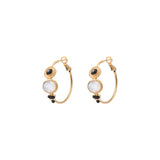 Boucles d'oreilles créoles nacre onyx - blanc Blanc