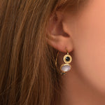 Boucles d'oreilles créoles nacre onyx - blanc Blanc