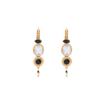 Boucles d'oreilles dormeuses nacre blanche cristaux - blanc Blanc