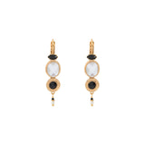 Boucles d'oreilles dormeuses nacre blanche cristaux - blanc Blanc