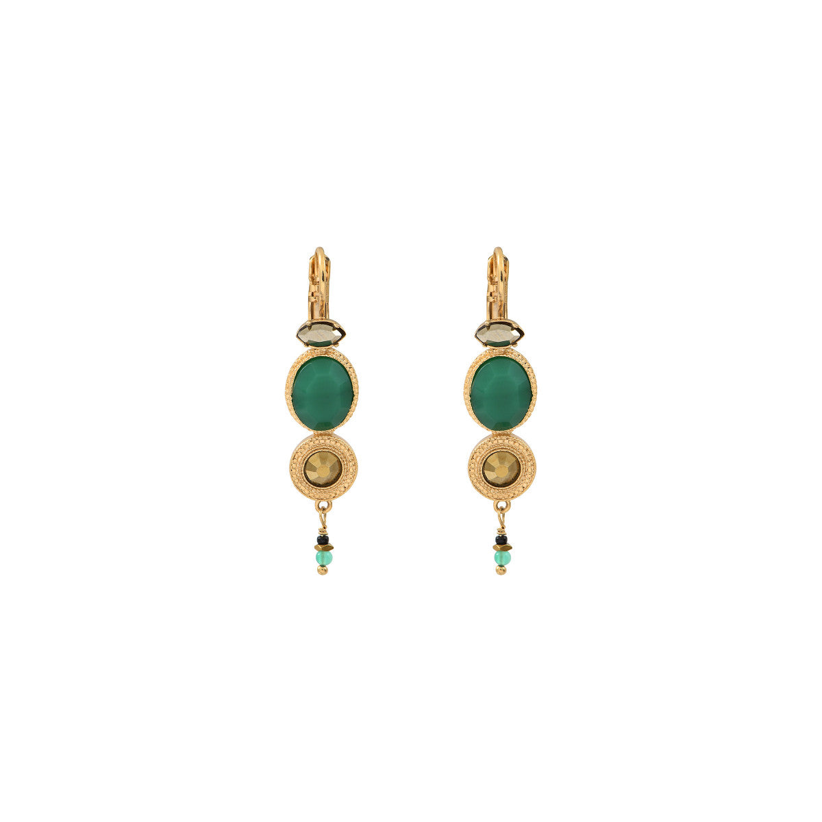 Boucles d'oreilles dormeuses agate cristaux - vert Vert