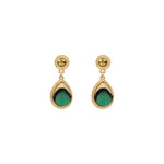 Boucles d'oreilles percées chics plume et cuir - vert Vert