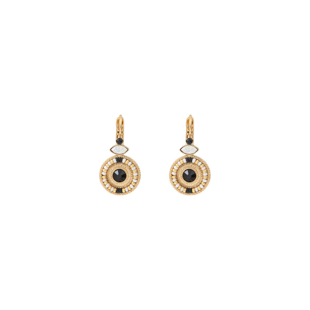 Boucles d'oreilles dormeuses fantaisie onyx perles du japon - blanc Blanc