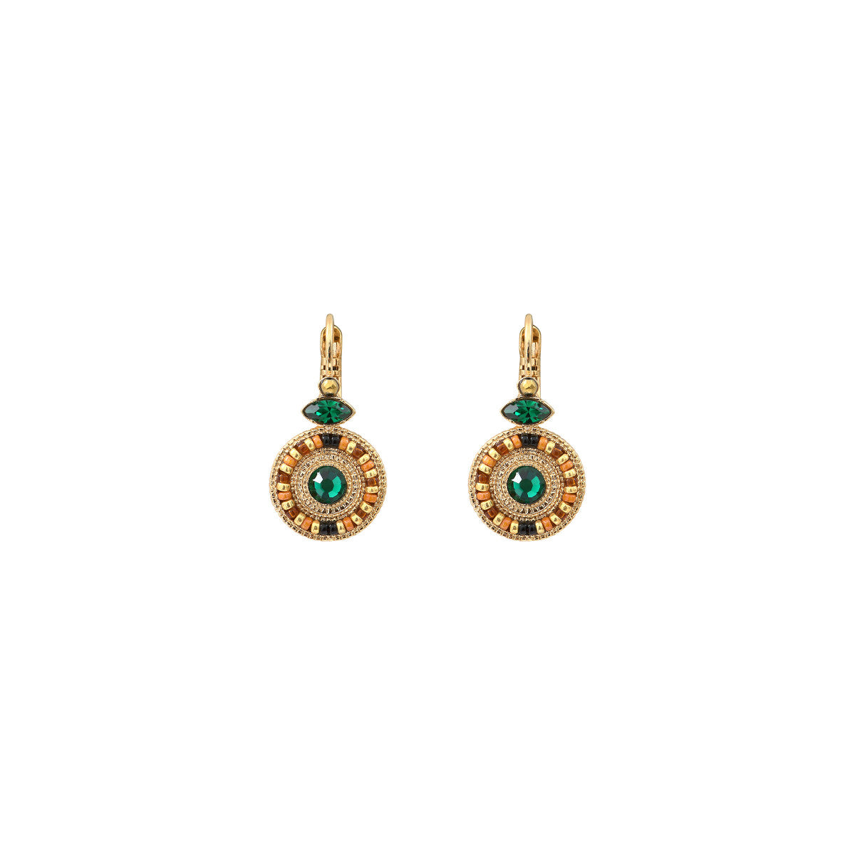 Boucles d'oreilles dormeuses festives hématite perles du Japon - vert Vert