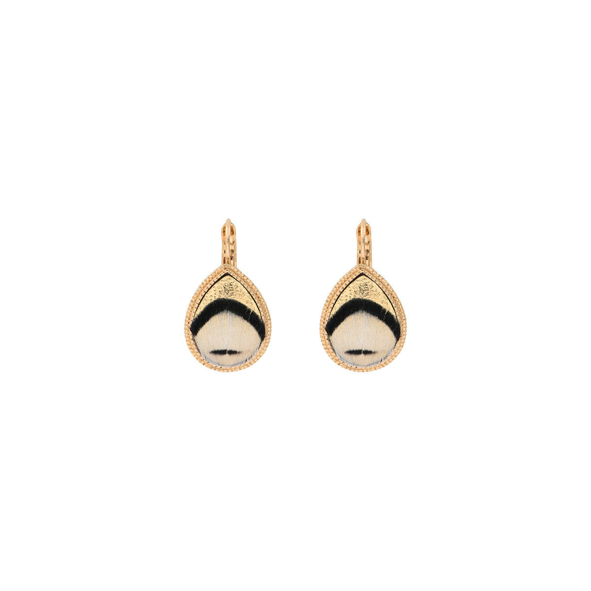 Boucles d'oreilles dormeuses plume et cuir - blanc Blanc