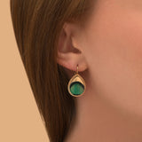 Boucles d'oreilles dormeuses plume et cuir - vert Vert