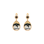 Boucles d'oreilles clips bicolores plume et cuir - blanc Blanc