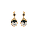 Boucles d'oreilles clips bicolores plume et cuir - blanc Blanc
