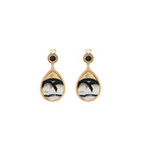 Boucles d'oreilles percées bicolores plume et cuir - blanc Blanc