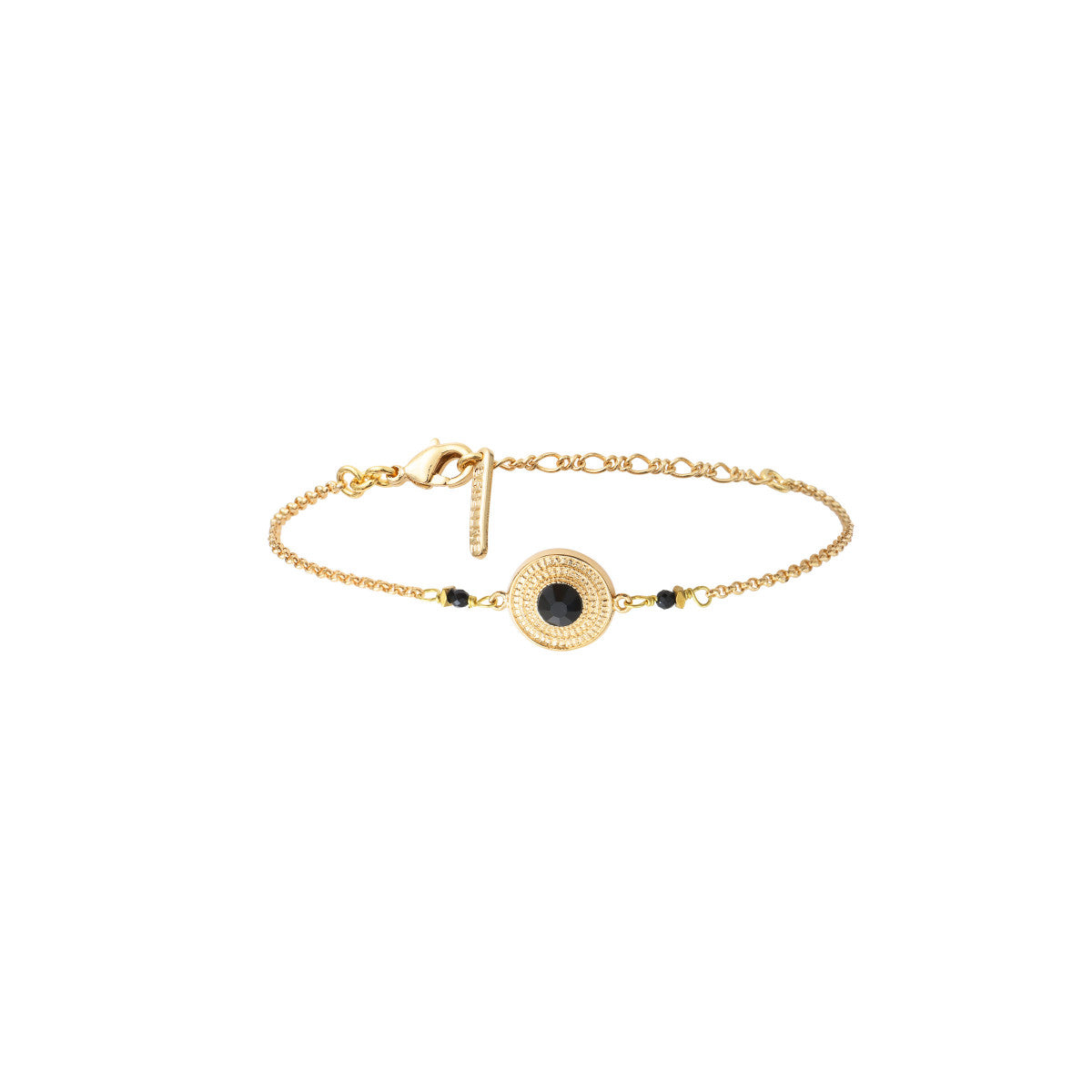 Bracelet réglable onyx et hématite doré - blanc Blanc