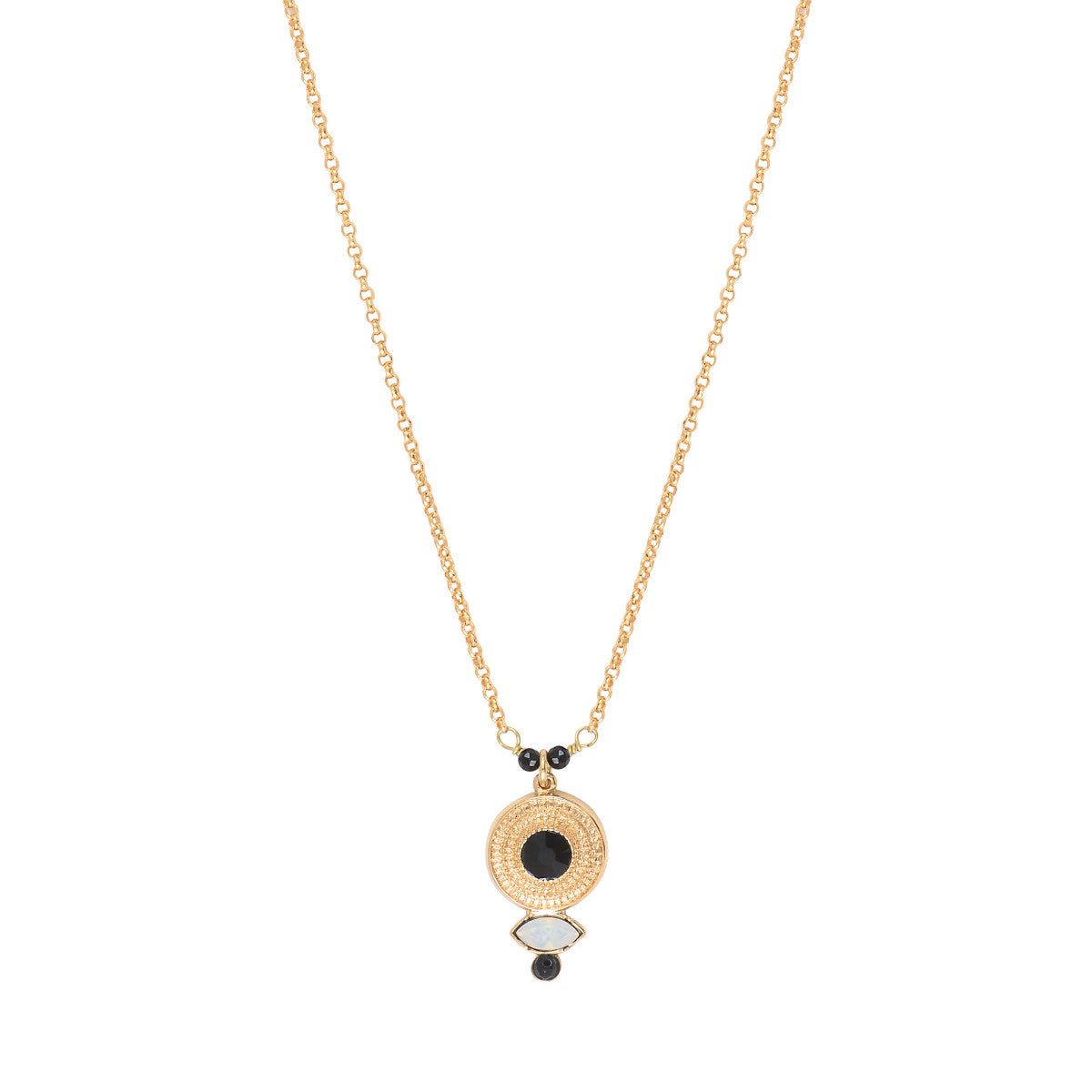 Collier pendentif onyx cristaux - blanc Blanc