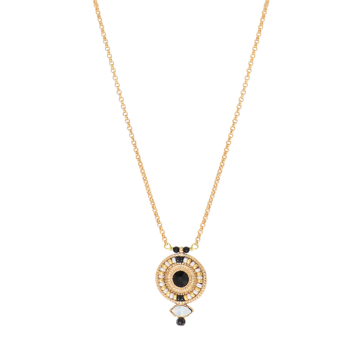 Collier pendentif femme onyx perles du Japon - blanc Blanc