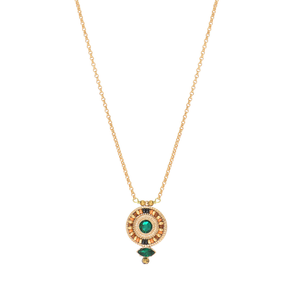 Collier pendentif scintillant hématite perles du Japon - vert Vert