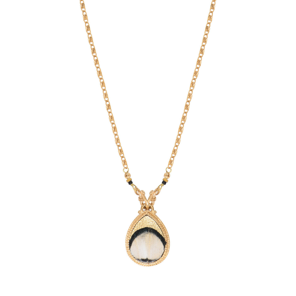 Collier chaîne dorée pendentif plume - blanc Blanc