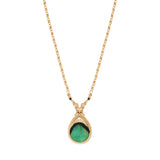 Collier pendentif chic chaîne dorée plume - vert Vert