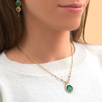 Collier pendentif chic chaîne dorée plume - vert Vert