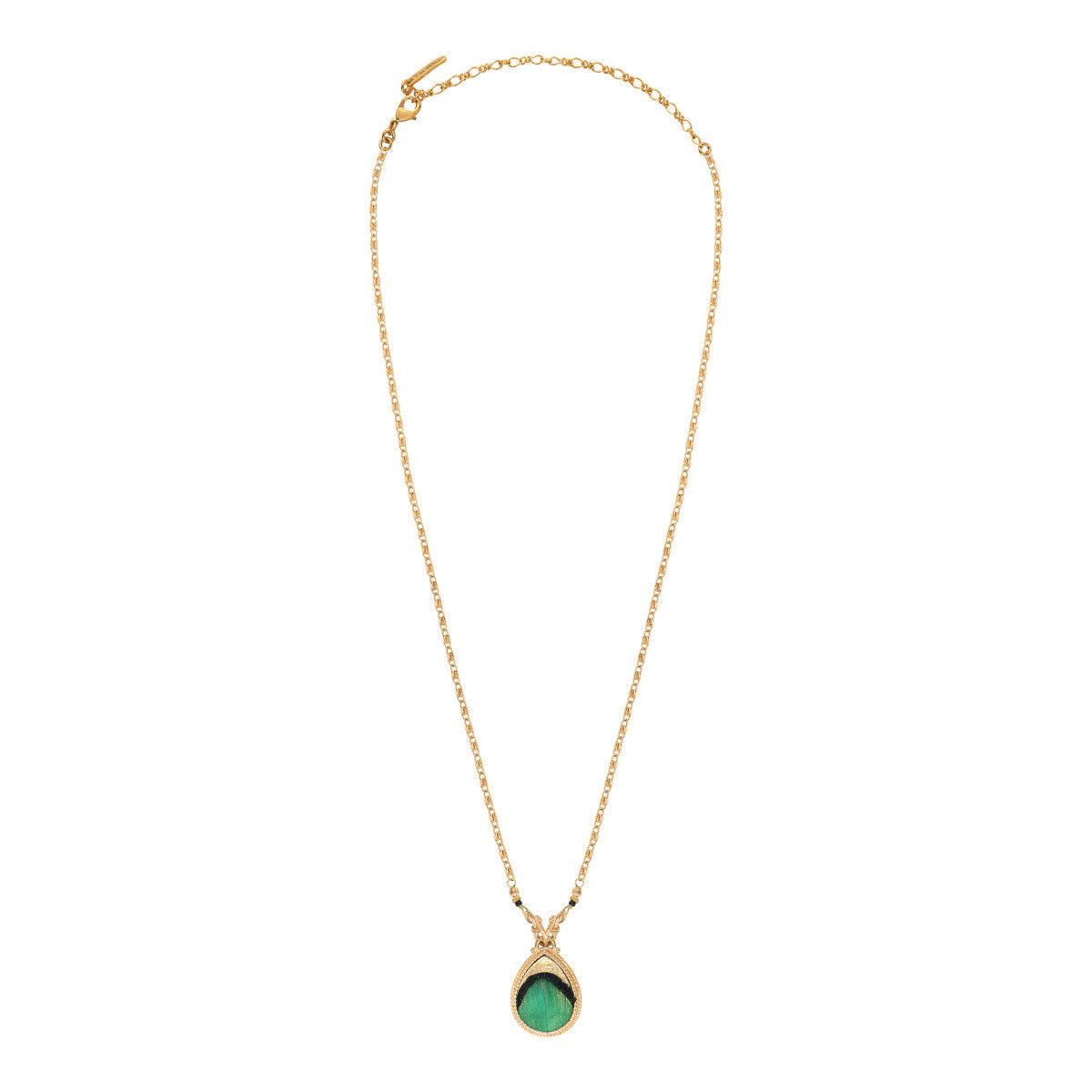 Collier pendentif chic chaîne dorée plume - vert Vert