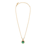 Collier pendentif chic chaîne dorée plume - vert Vert