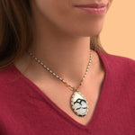 Collier pendentif femme perles du Japon plume et cuir - blanc Blanc