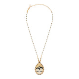 Collier pendentif femme perles du Japon plume et cuir - blanc Blanc