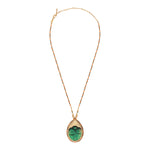 Collier pendentif poétique perles du Japon plume et cuir - vert Vert