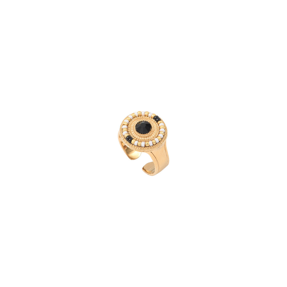 Bague ajustable chic perles du Japon cristal facetté - blanc Blanc