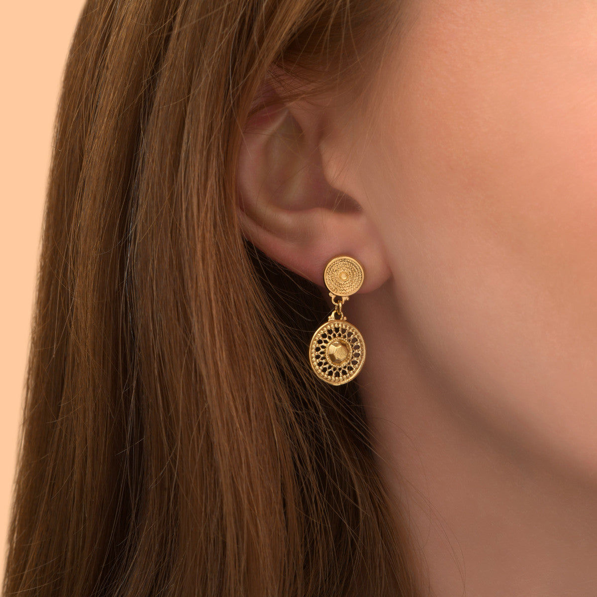 Boucles d'oreilles percées métal doré à l'or fin - doré Dore