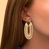 Boucles d'oreilles créoles fantaisie métal doré à l'or fin - doré Dore