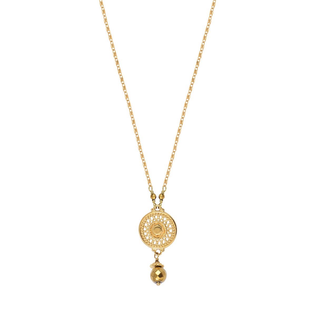 Collier pendentif réglable métal doré hématite - doré Dore