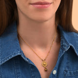 Collier pendentif réglable métal doré hématite - doré Dore