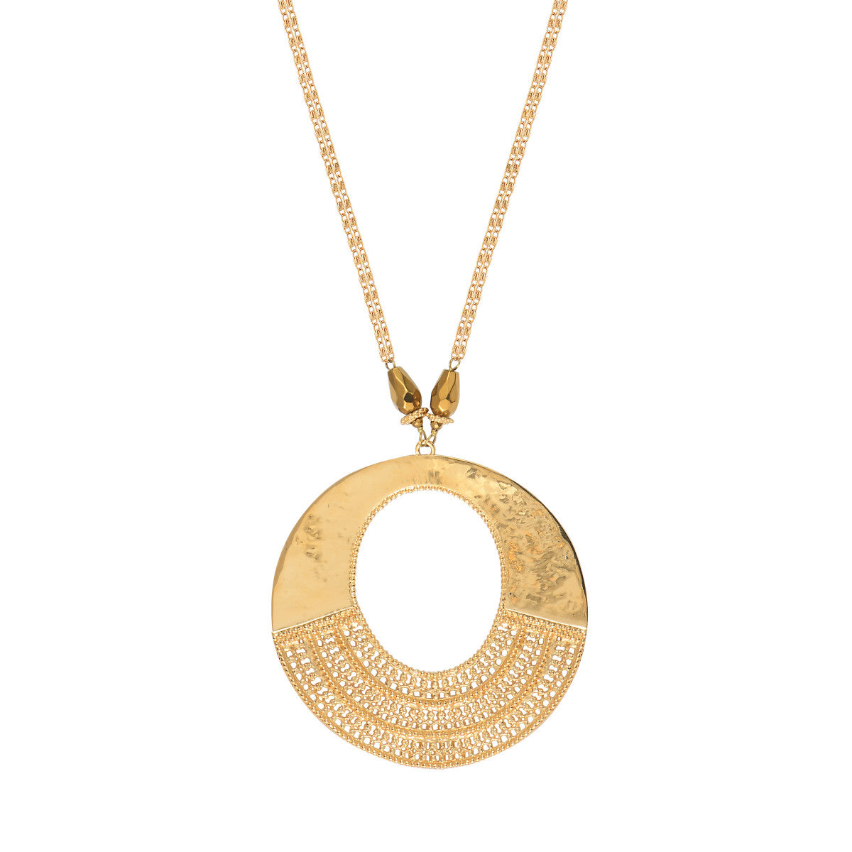 Collier pendentif réglable fantaisie métal doré hématite - doré Dore