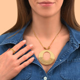 Collier pendentif réglable fantaisie métal doré hématite - doré Dore
