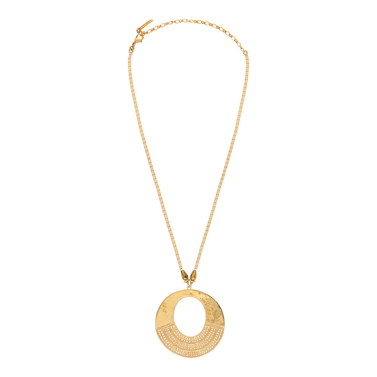 Collier pendentif réglable fantaisie métal doré hématite - doré Dore