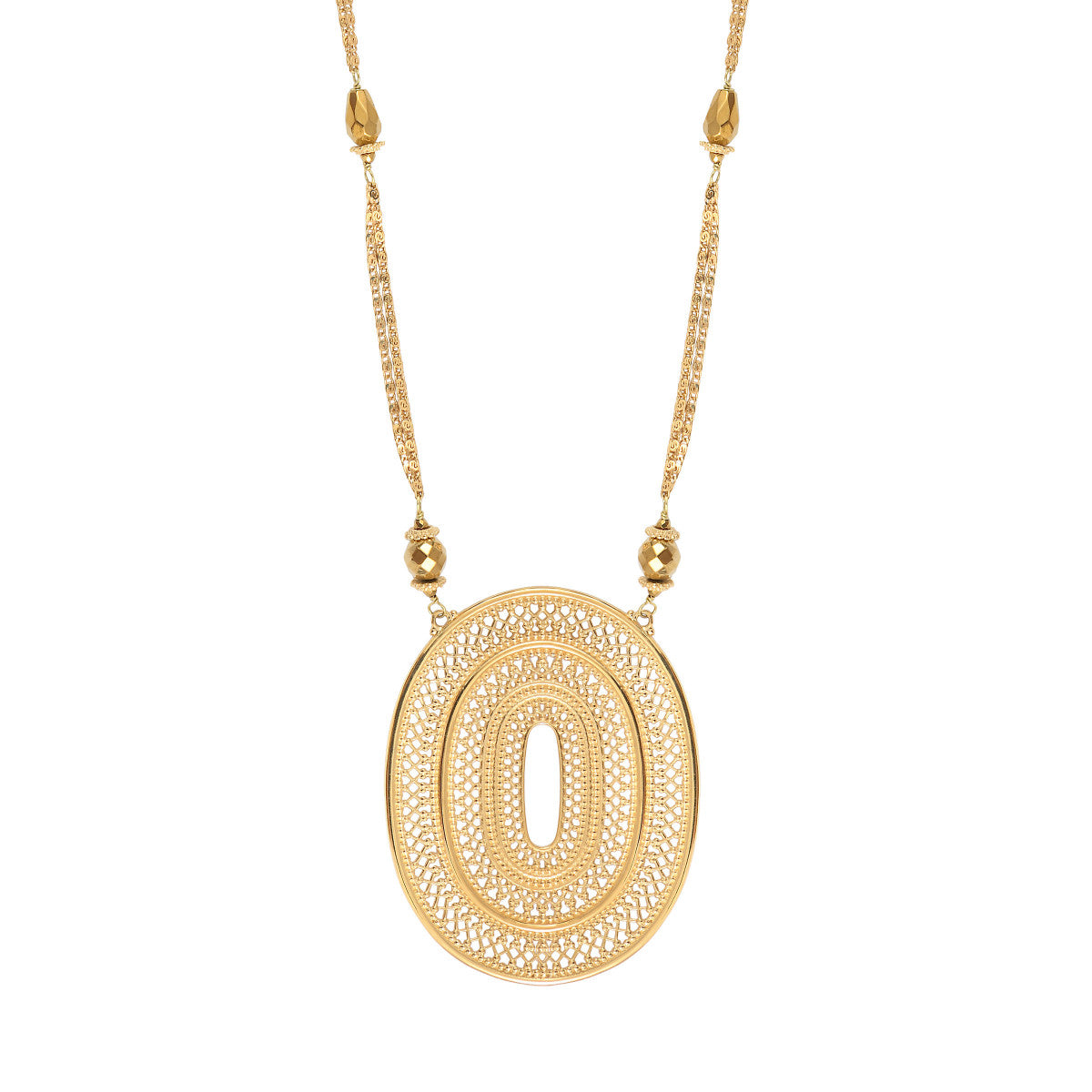 Collier pendentif réglable sophistiqué métal doré hématite - doré Dore