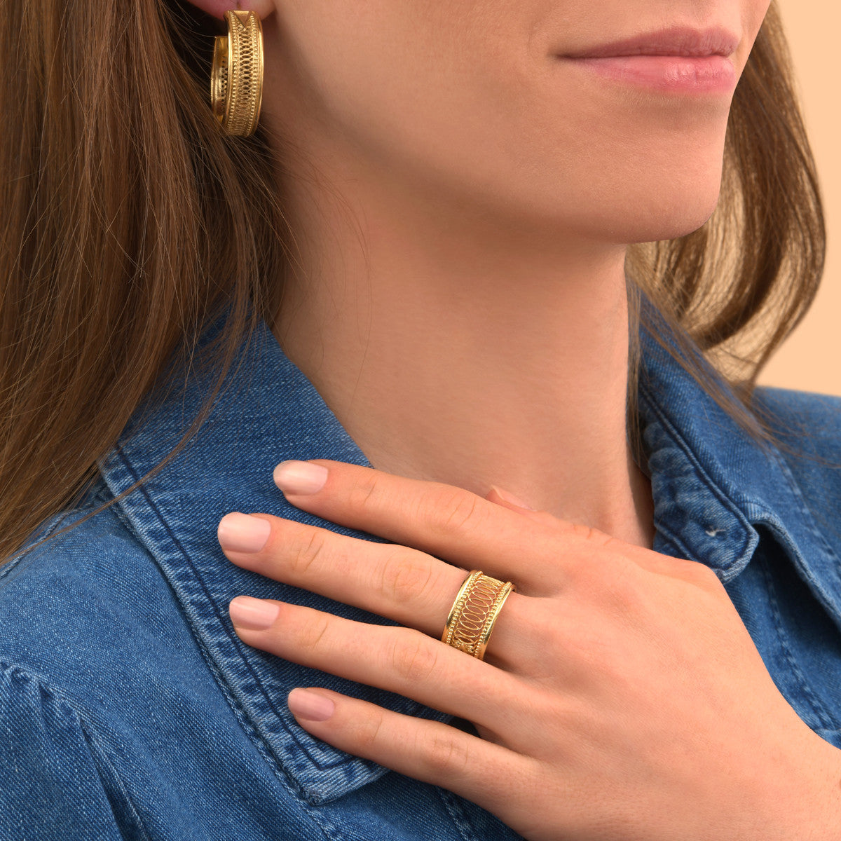 Bague ajustable métal doré ajouré NOOR - doré Dore