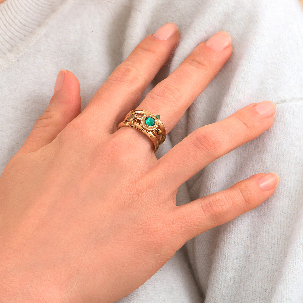 Bague ajustable tendance hématite agate - vert Vert