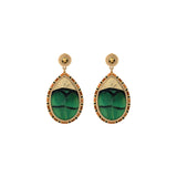 Boucles d'oreilles clips modernes plume et cuir - vert Vert