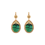 Boucles d'oreilles dormeuses modernes plume et cuir - vert Vert