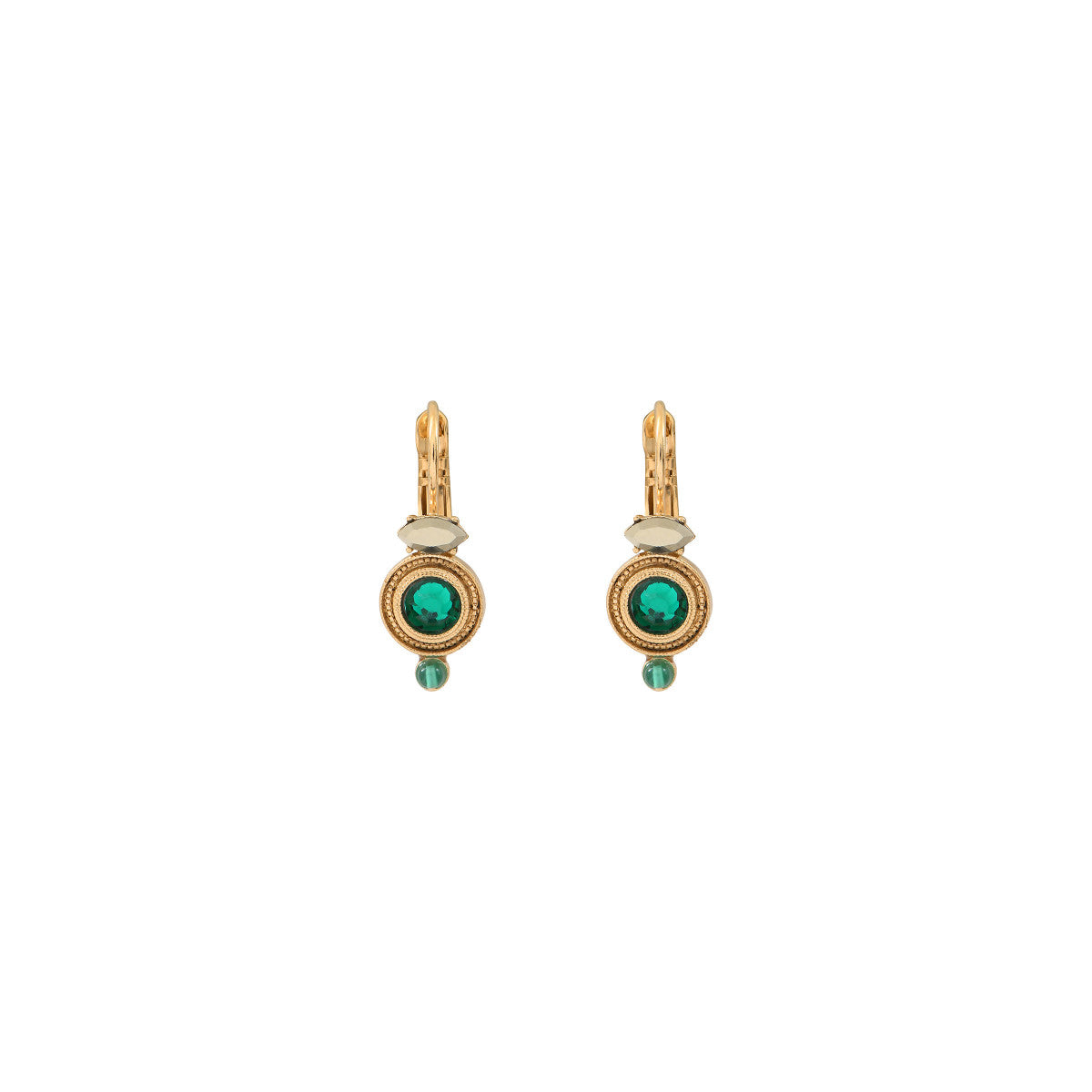 Boucles d'oreilles dormeuses mystérieuses agate et cristaux - vert Vert