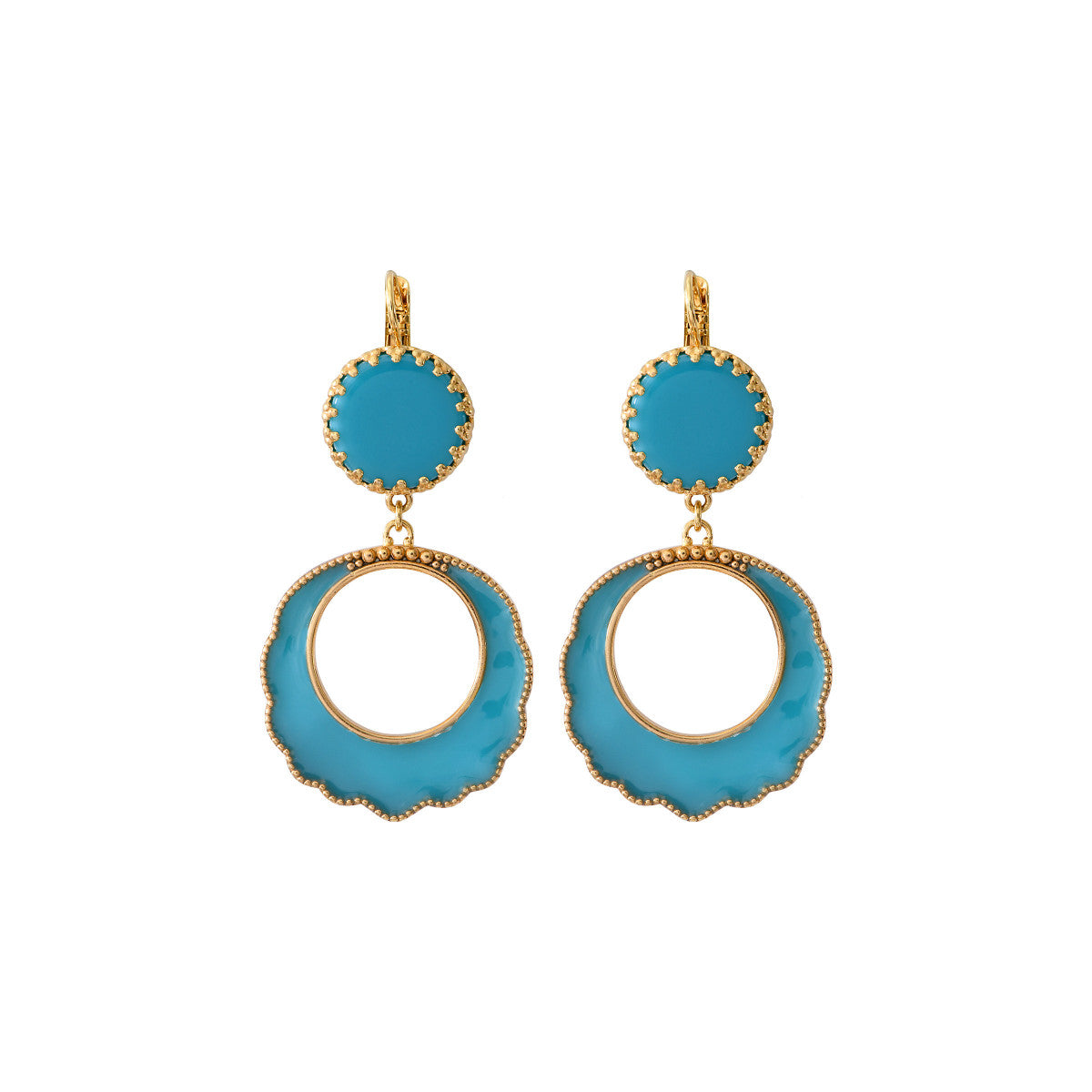 Boucles d'oreilles dormeuses intemporelles résine - turquoise Turquoise