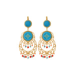 Boucle d'oreilles dormeuses fantaisie résine émaillée - turquoise Turquoise