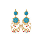 Boucle d'oreilles dormeuses fantaisie résine émaillée - turquoise Turquoise