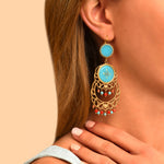 Boucle d'oreilles dormeuses fantaisie résine émaillée - turquoise Turquoise