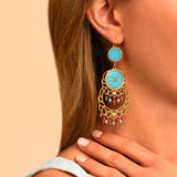 Boucle d'oreilles dormeuses fantaisie résine émaillée - turquoise Turquoise