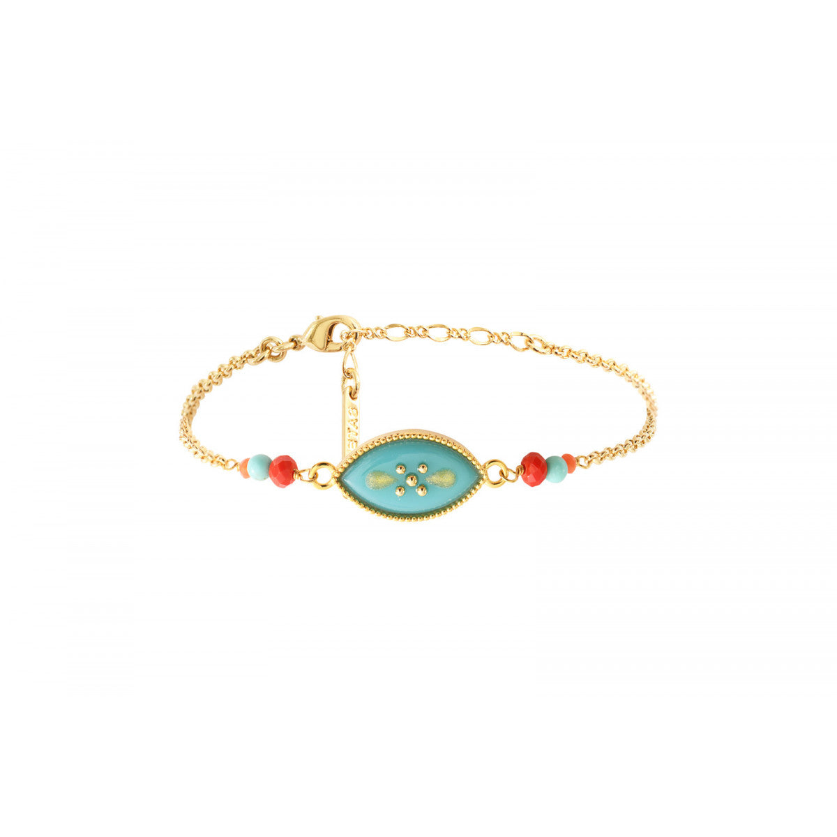 Bracelet chaînette réglable féminin résine perles - turquoise Turquoise