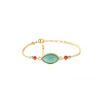 Bracelet chaînette réglable féminin résine perles - turquoise Turquoise