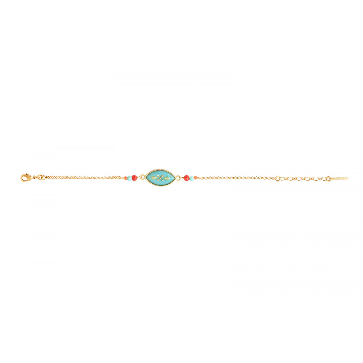 Bracelet chaînette réglable féminin résine perles - turquoise Turquoise