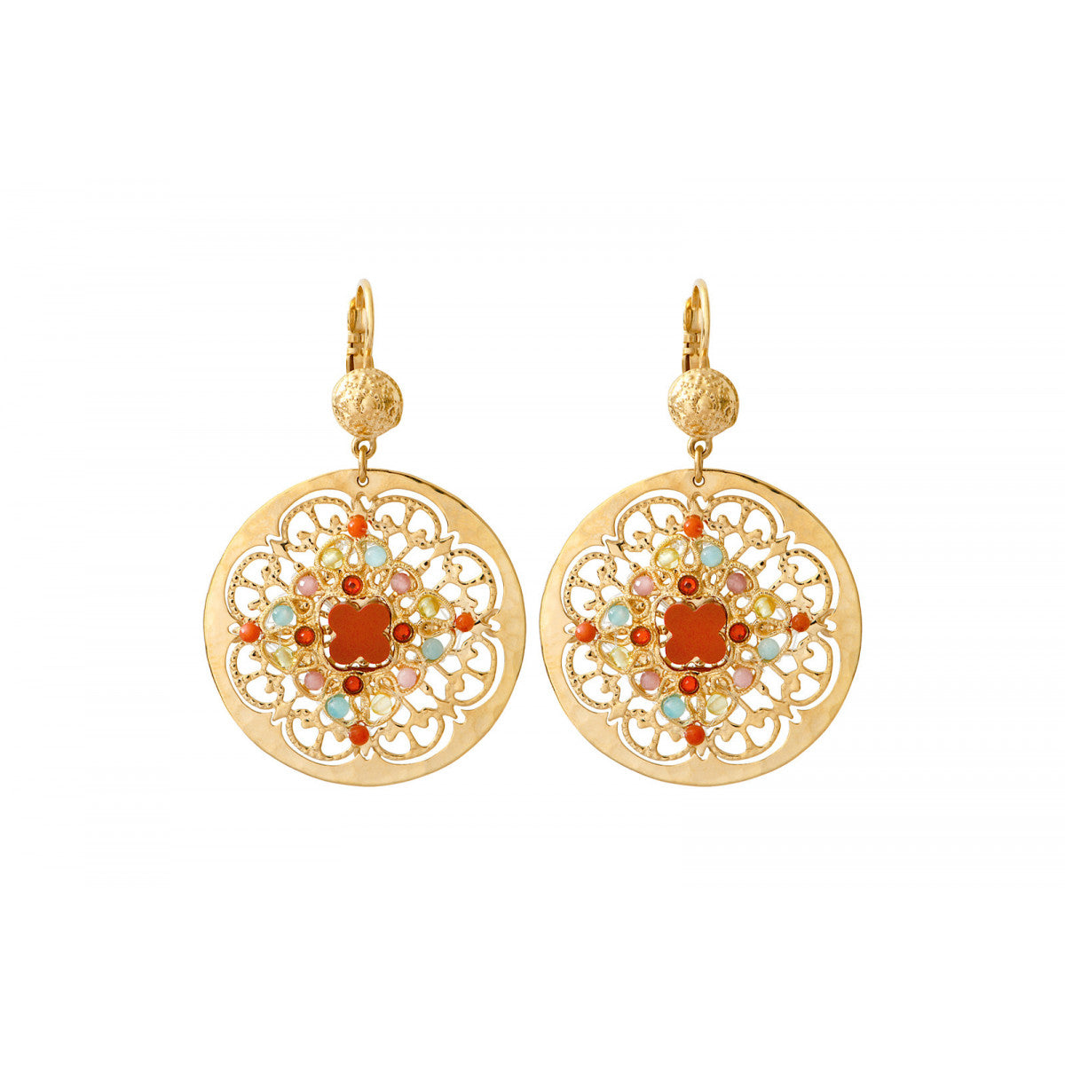 Boucles d'oreilles dormeuses pierres dures cristaux Prestige - multicolore Multi